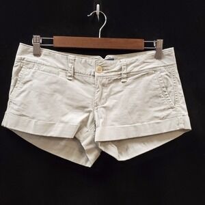 Vtg American Eagle Womens Y2K Micro Mini Shorts Size L Tan Preppy 90S Dainty